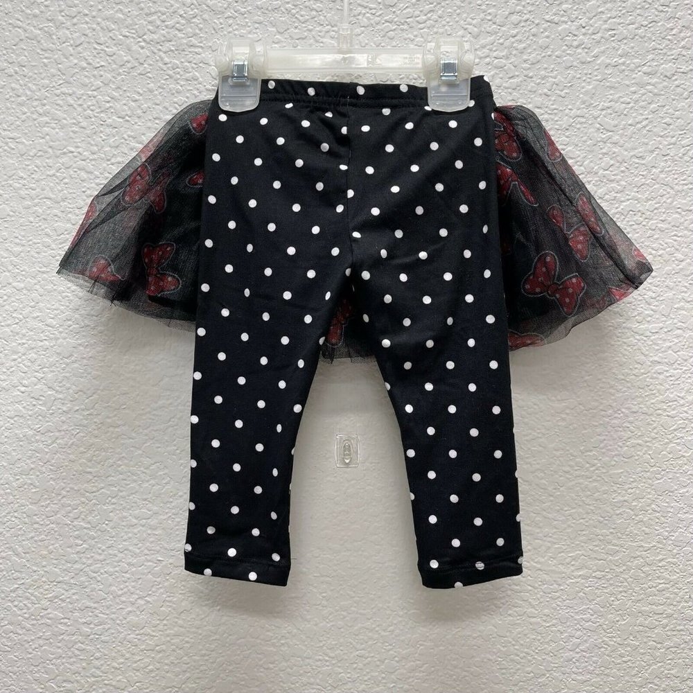 Minnie Mouse Girls Black Tutu Polka Dot Leggings Size 18M Months Baby Girl Red - Picture 2 of 7
